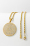 Gold Color Inshirah and Allah Words Double Color Ayetel Kursi Written 60 cm Twisted Chain Stainless Steel Necklace - 8
