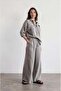 Gray Color Striped 100% Cotton Women's Shirt and Trouser Bottom-Top Set - 2