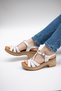 Desti̇ Genuine Leather Strap Ankle Strap Buckle Detailed Ultra Comfortable Daily Women's Sandals Thick Heeled Real Leather White - 3