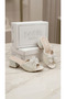 Girls' Slippers, White Color, Shiny, Fancy, Comfortable, Square-Heeled, Evening Dress Slippers - 3