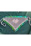 Children's Crochet Bandana with Heart Pattern and Sequins, Pink, Hand Knitted - 4