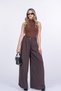 Women's Summer Coffee High Waist Samira Wide Leg Fabric Pants Casual Daily Office Stylish 30411