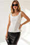 Women's White Polka Dot Blouse with Back Zipper Blz-19003413 - 2