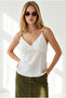 Women's White Adjustable Strap Beaded Detailed Crop Blouse Blz-19003409 - 4