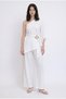 Striped Straight Women's Canvas Trousers Pnt01995 Ecru