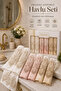 French Laced Embroidered Gift Dowry Box for Bride and Groom, Boxed 100% Cotton Bath Towel Set 50X90 Size 6 Pieces - 4