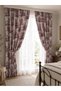 French Country Patterned Burgundy Plain Background Curtain with Cornice Vintage Country Curtain - 2