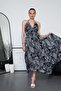 Women's Halter Neck Detailed Backless Slit Long Oversize Dress 260680-260681-260682 - 2