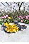Decorative 2-Person Tulip Design Fully Handmade Coffee Cup Set and Snack Bowl-Sauce Bowl - 3