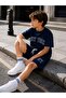 Boy's Slogan Text Embroidered T-Shirt - Shorts Bottom Top Set - 3