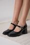 Black Patent Leather Women's Heeled Shoes Tr18Ms08A