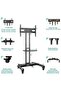 Mobile TV Cart with Wheels for 32-65 Inch LCD LED Plasma Flat Screen TVs- Height Adjustable Rolling TV Stand Hold up to 132 lbs - 5