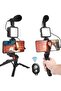 AY-49 Video Vlogger Kits Microphone LED Fill Light Mini Tripod For Phone Vlog Video Recording Condenser