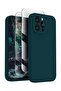 Silicone Case for iPhone 15 Pro Max, Camera Protection, 2 Screen Protectors, Teal