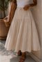 100% Cotton Muslin Fabric Midi Skirt – Elastic Waist with Tie Detail, Layered Summer Casual Skirt My3535 - 4