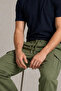 Men's Khaki Cargo Linen Trousers with Elastic Waist - 5