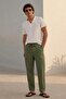 Men's 3-Piece Cargo Linen Trousers with Elastic Waist - 4
