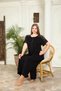 Kapsulavm Plus Size Viscose Stylish Design Lace Embroidered Shoulders Black Long Mother Dress