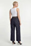 Women's Navy Blue Summer Denim Trousers with Elastic Waist and Accessories - 4