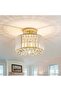 Crystal Ceiling Light Fixture, Modern Gold Semi Flush Mount Chandelier Lighting for Kitchen, Bedroom