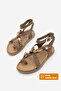 Women's Genuine Leather Ankle Strap Flip-Flop Sandals with Stones, Montera Camel Suede