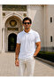 Men's Comfortable Short Sleeve White Polo Collar T-Shirt - 5