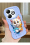 Infinix Hot 40I Compatible Case Camera Protector Blue Silicone Couple Phone Case Cat Pattern