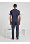Men's Short Sleeve Indigo Printed Pajama Set - 4