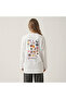 Nubarco White Oversize Wide Cut Long Sleeve 100% Cotton Summer Korean Food Printed Tshirt