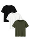 Men's 3-Pack Cotton Short Sleeve Crew Neck Comfortable Fit Basic T-Shirt Black White Khaki