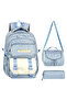 Niss Model Blue Water-Resistant School Backpack, Thermal Lunch Bag and Pen Holder Triple Set