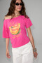 Qaly Women's Boat Neck One Shoulder Short Sleeve Relaxed Pink T-Shirt with Front and Back Print Detail - 3