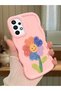 Samsung Galaxy A73 Compatible Case Camera Protector Pink Silicone Couple Phone Case Floral Pattern