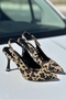 Tao Leopard Pointed Toe Thin Heel Slinback Women's Shoes - 4