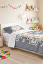 Gray Geometric Bohemian Young Room Single Pique Set - Mustard Beige 160X220 cm Quilted Bedspread - 6