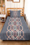 Geometric Gray Young Room Single Pique Set-Modern Powder Salmon 160X220 cm Quilted Bedspread - 2