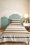 Striped Beige Bohemian Single Pique Set - Geometric Brown Cream 160X220 cm Summer Bedspread - 6