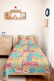 Colorful Geometric Bohemian Pique Set - Ethnic Modern Turquoise Tile Single Person Seasonal Bedspread - 5