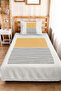 Modern Geometric Mustard Young Room Single Pique Set - Black Striped 160X220 cm Bedspread - 4