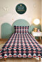 Navy Blue Geometric Youth Room Single Pique Set-Modern Red 160X220Cm Quilted Bedspread