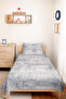 Blue Gray Modern Young Room Single Pique Set - Marble Textured 160X220 cm Quilted Bedspread - 6