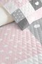 Pink Girls' Pique Set with Hearts and Polka Dots-Patchwork Gray Pastel Baby Room Bedspread-160X220 cm - 3