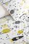 Space Rocket Yellow Boy's Pique Set - Gray Geometric Baby Room Summer Bedspread - 160X220 cm - 3