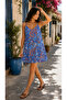 Women's V-Neck Strappy Patterned Loose Summer Dress
