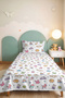 Pastel Toy Patterned Children's Room Single Pique Set - Colorful 160X220 cm Quilted Bedspread - 4