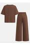 New York Printed Brown Green Children's Top and Bottom Set Cotton - 2