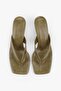 Women's Alisse Oil Green Leather Flip-Flop Heeled Slippers - 2