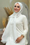 Evening Dress Janjan Shiny Satin Textured Hijab Evening Dress Chiffon Shawl