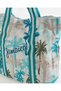 Women Ivory And Blue Printed Beach Bag - 2