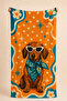 Dog with Glasses Retro Orange Patterned 70X150 Beach Towel - 5